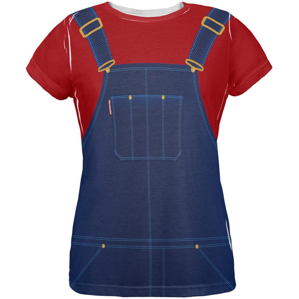Halloween Overalls Red T-Shirt Costume All Over Womens T Shirt