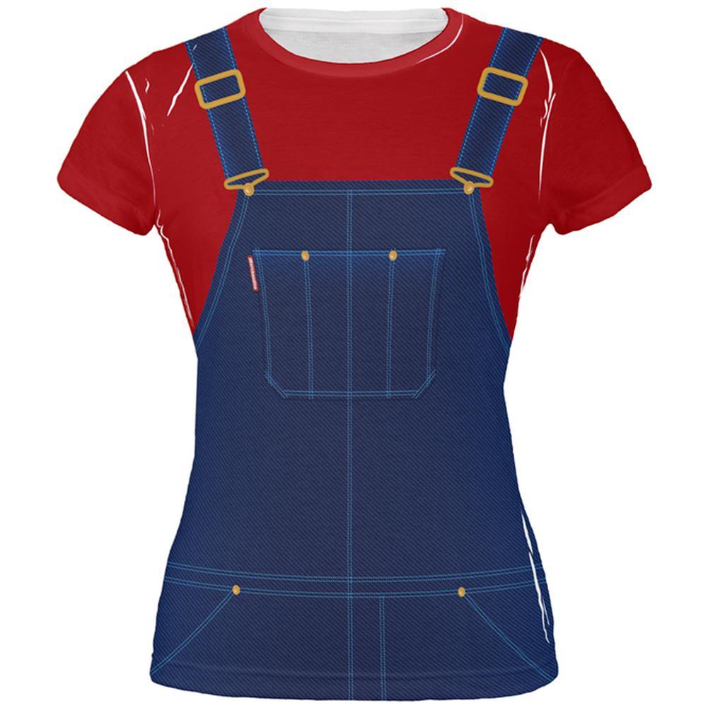 Halloween Overalls Red T-Shirt Costume All Over Juniors T Shirt