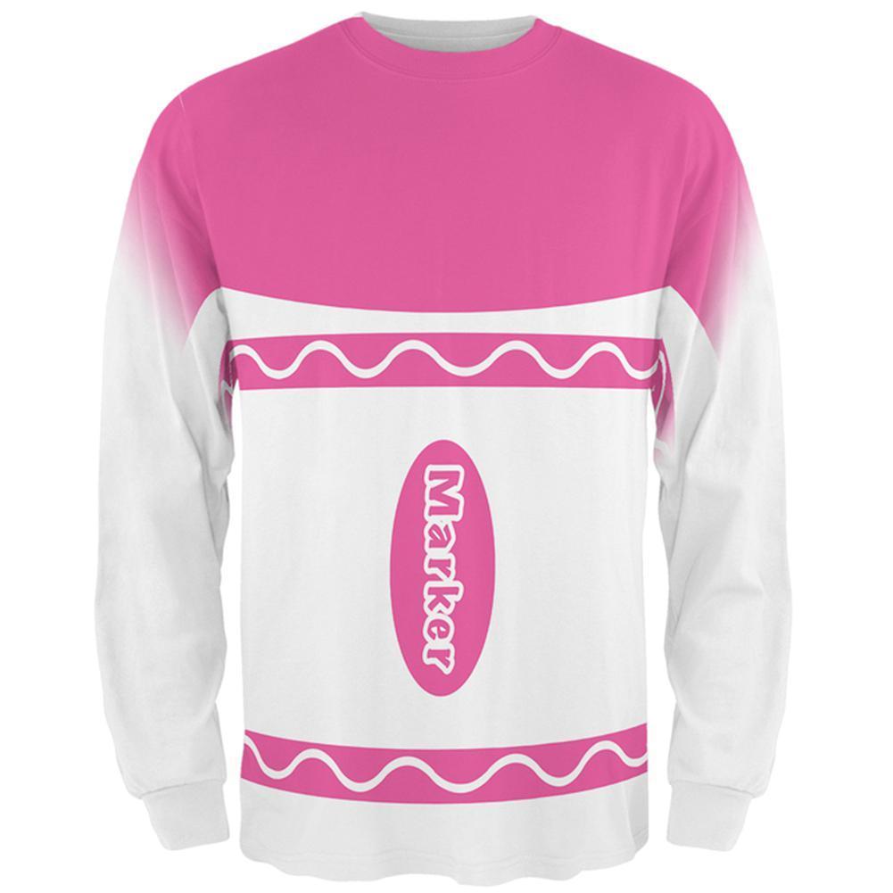 Halloween Marker Costume Pink All Over Mens Long Sleeve T Shirt