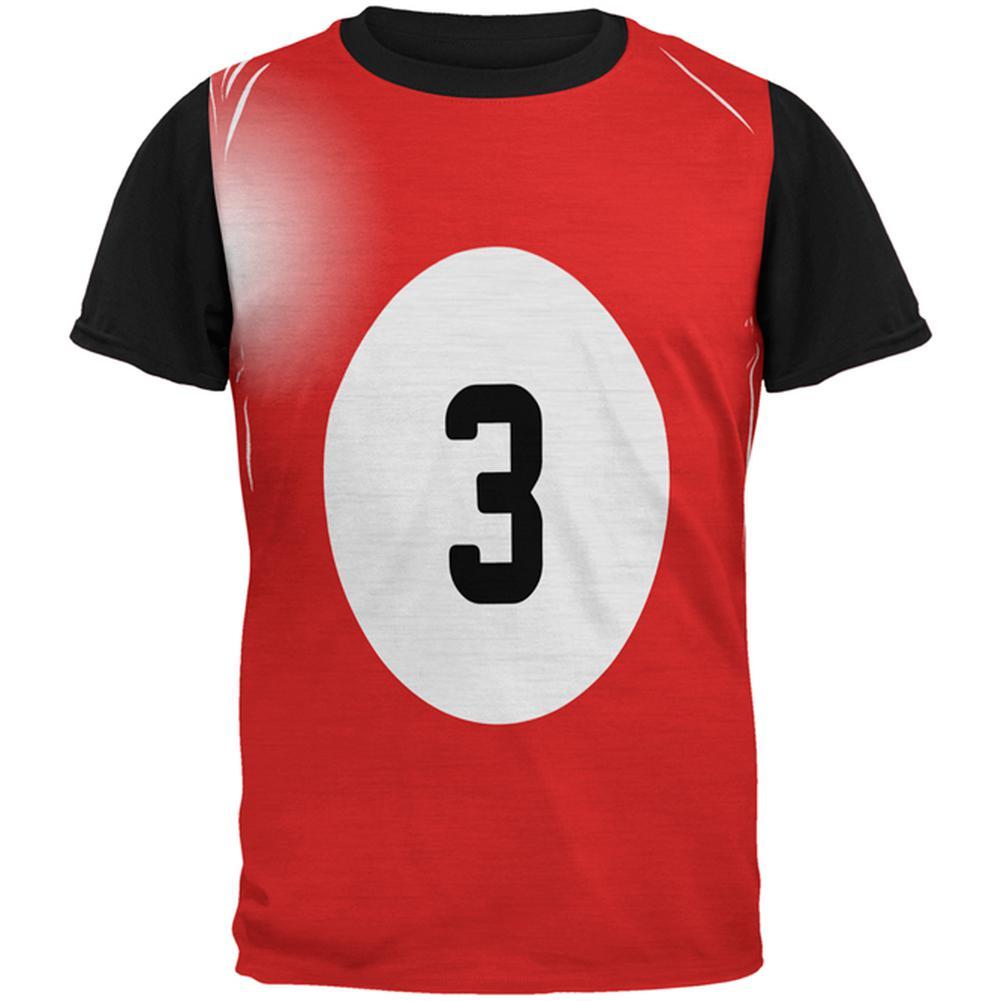 Halloween Billiard Pool Ball Three Costume Mens Black Back T Shirt