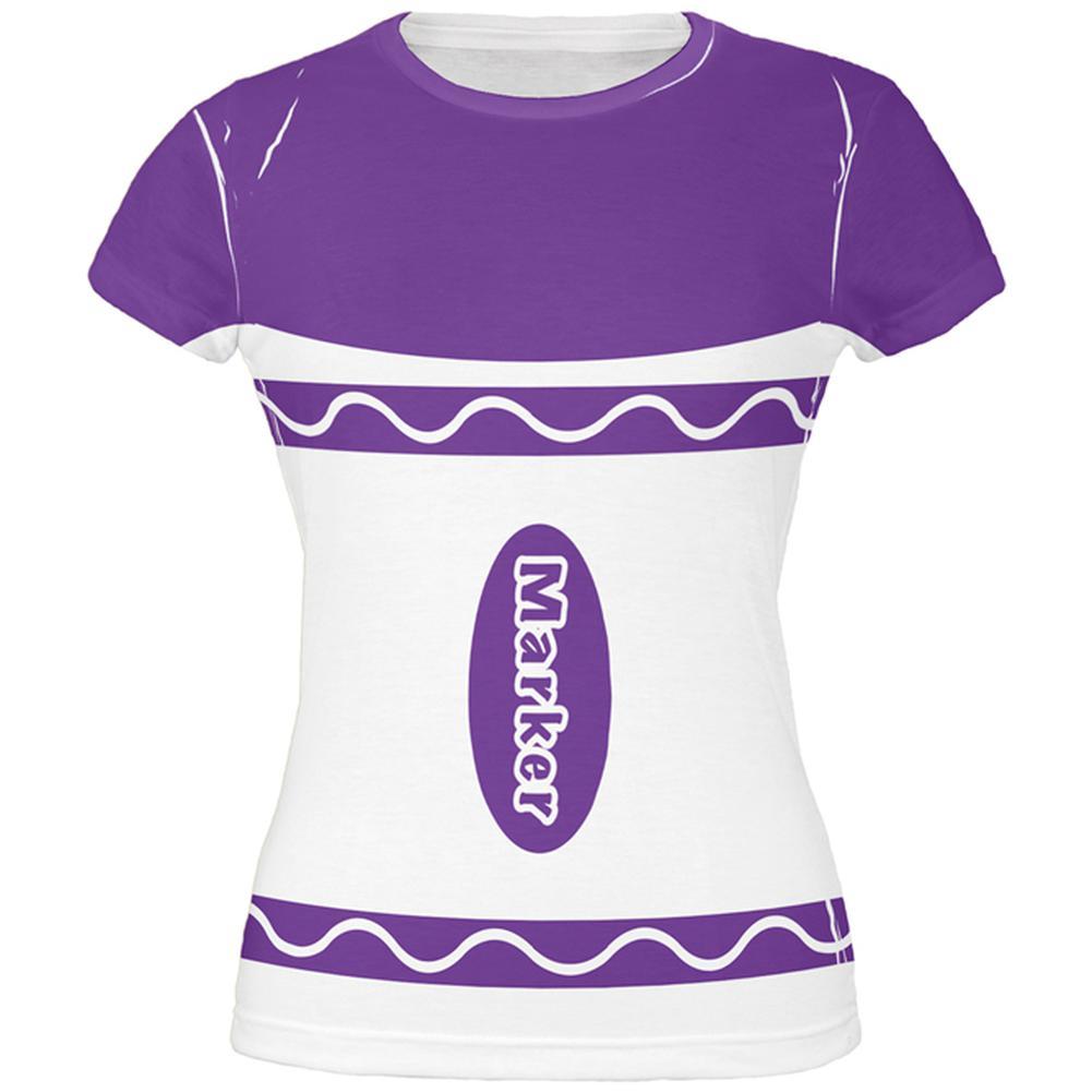 Halloween Marker Costume Purple All Over Juniors T Shirt