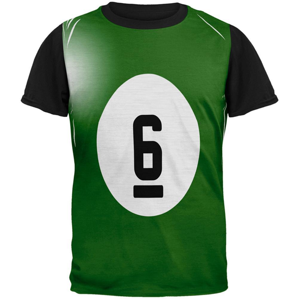 Halloween Billiard Pool Ball Six Costume Mens Black Back T Shirt