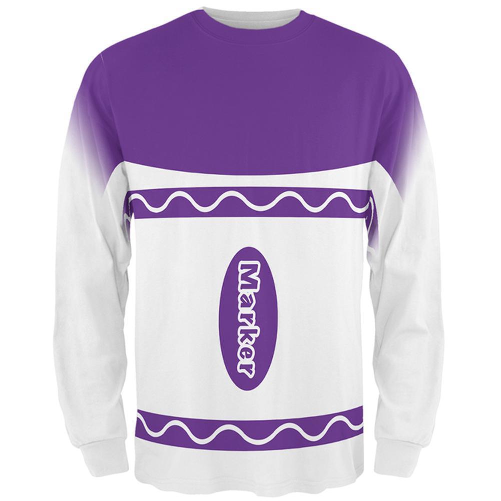 Halloween Marker Costume Purple All Over Mens Long Sleeve T Shirt