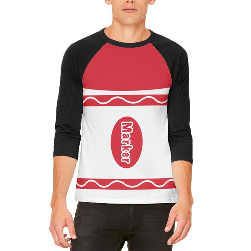 Halloween Marker Costume Red Mens Raglan T Shirt
