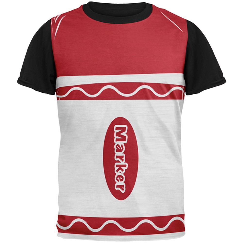 Halloween Marker Costume Red All Over Mens Black Back T Shirt