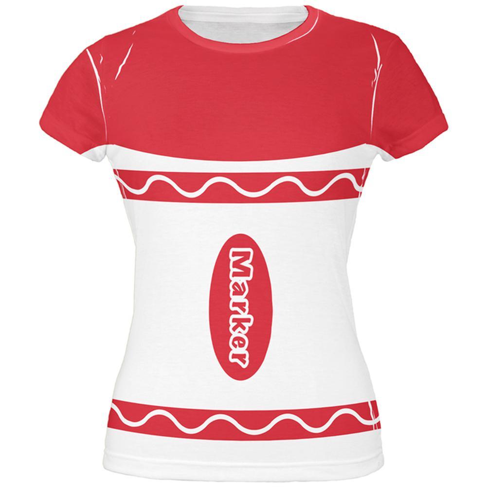 Halloween Marker Costume Red All Over Juniors T Shirt