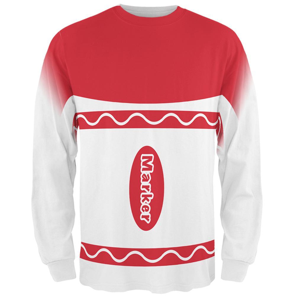 Halloween Marker Costume Red All Over Mens Long Sleeve T Shirt