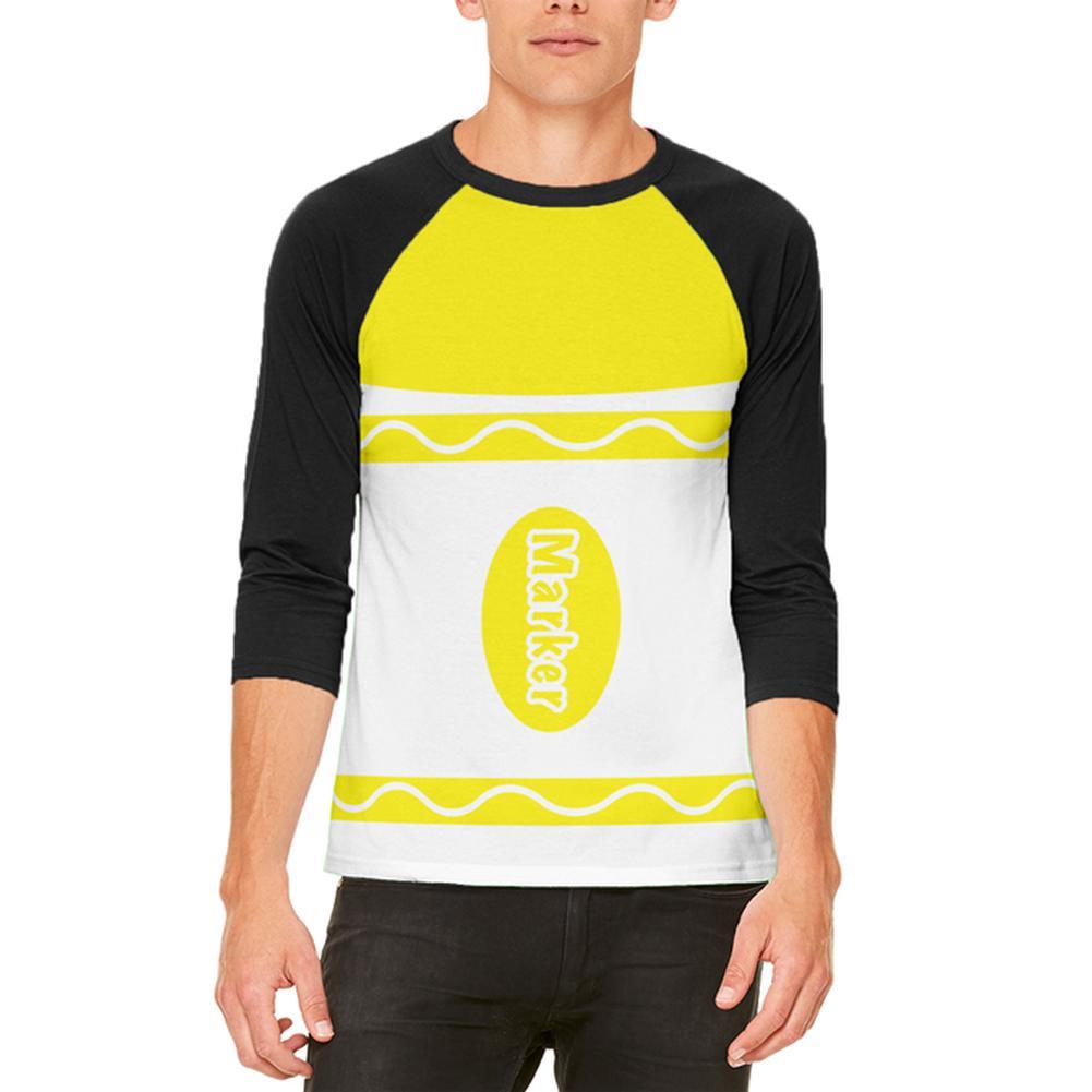 Halloween Marker Costume Yellow Mens Raglan T Shirt