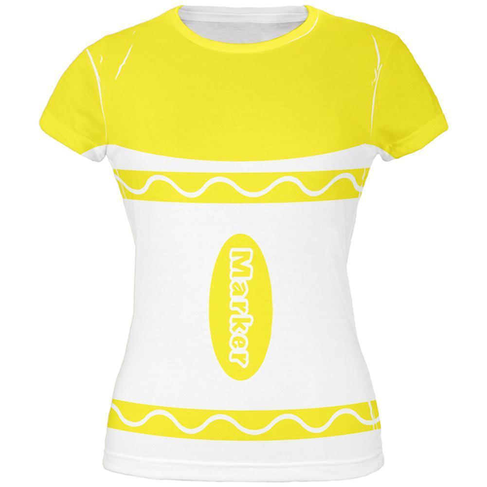Halloween Marker Costume Yellow All Over Juniors T Shirt