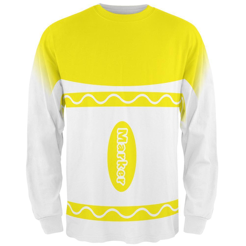 Halloween Marker Costume Yellow All Over Mens Long Sleeve T Shirt