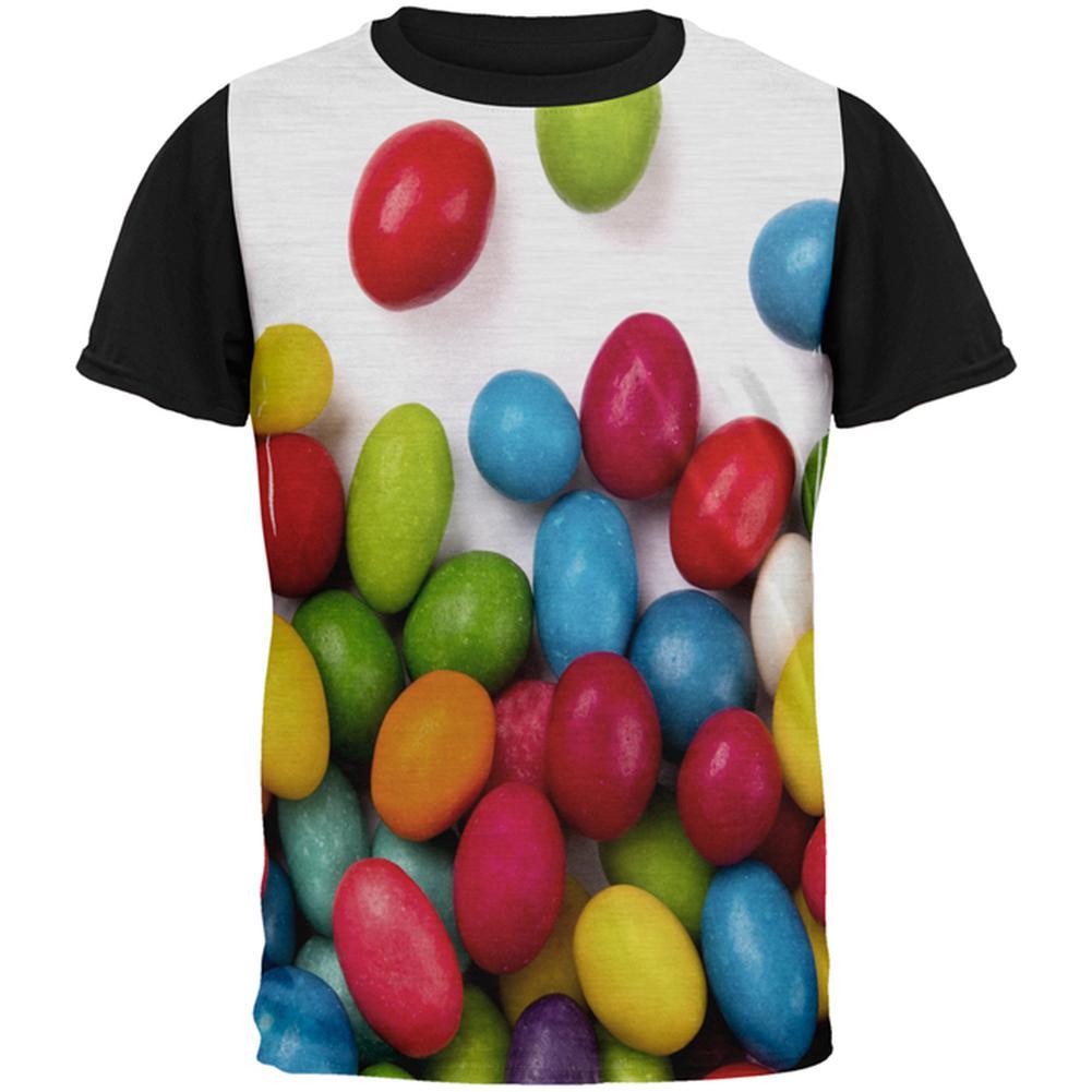 Halloween Jelly Beans All Over Mens Black Back T Shirt