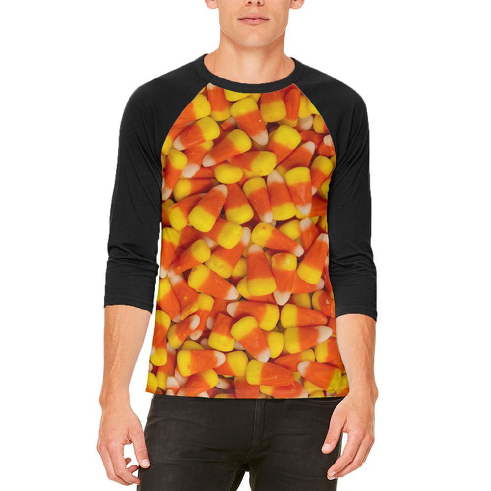 Halloween Candy Corn Mens Raglan T Shirt