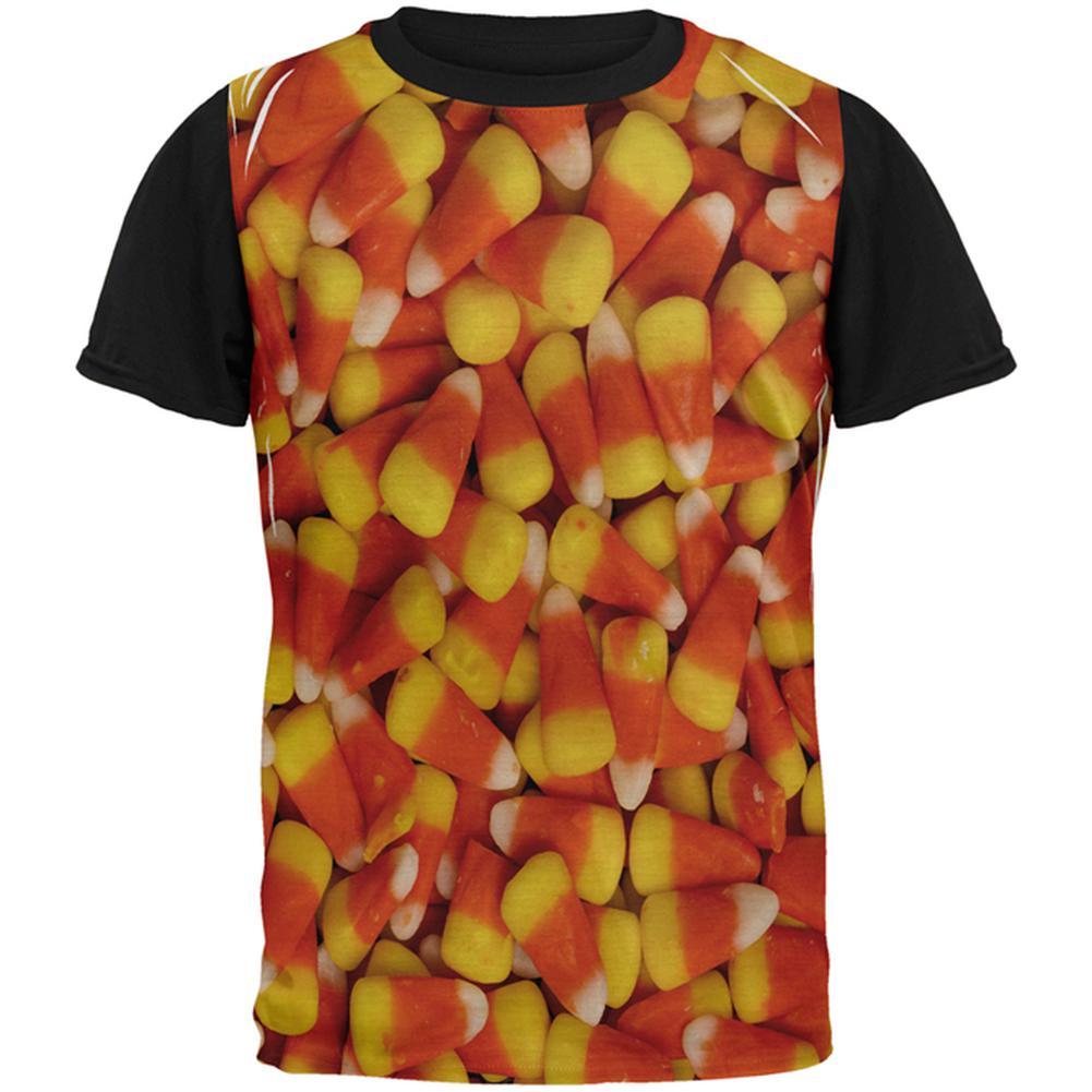 Halloween Candy Corn All Over Mens Black Back T Shirt