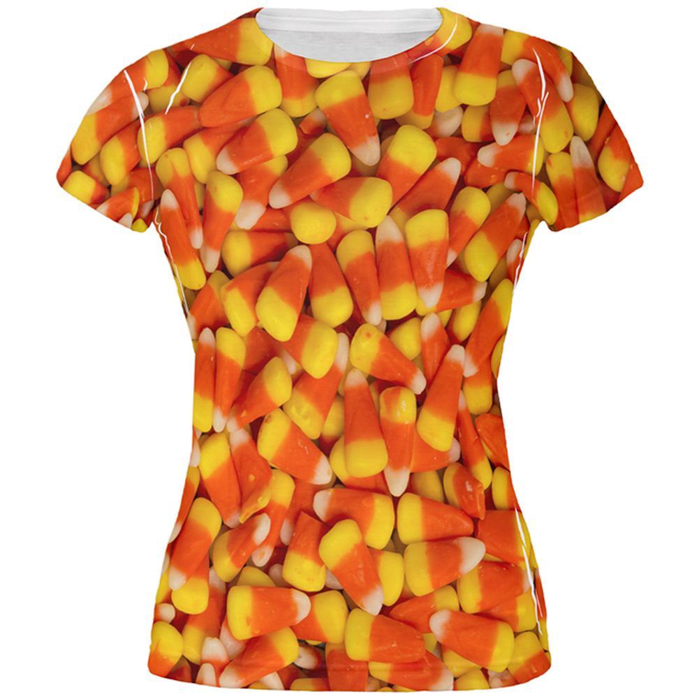 Halloween Candy Corn All Over Juniors T Shirt