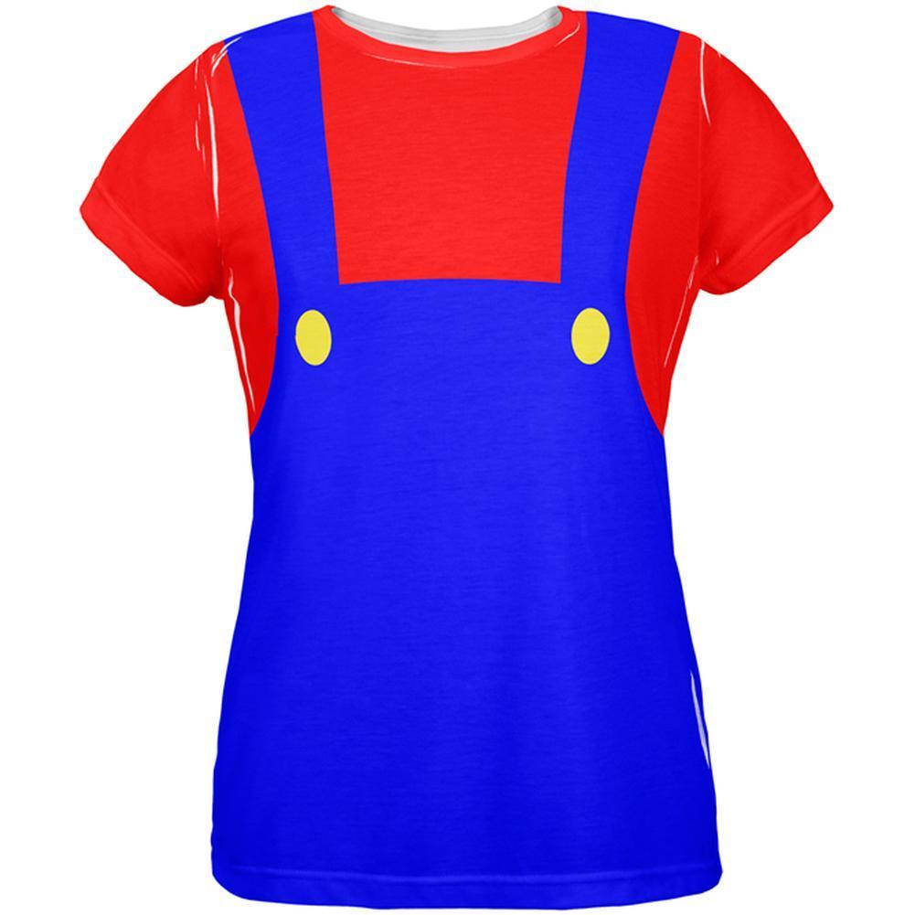 Halloween Italian Red Plumber Costume All Over Womens T Shirt