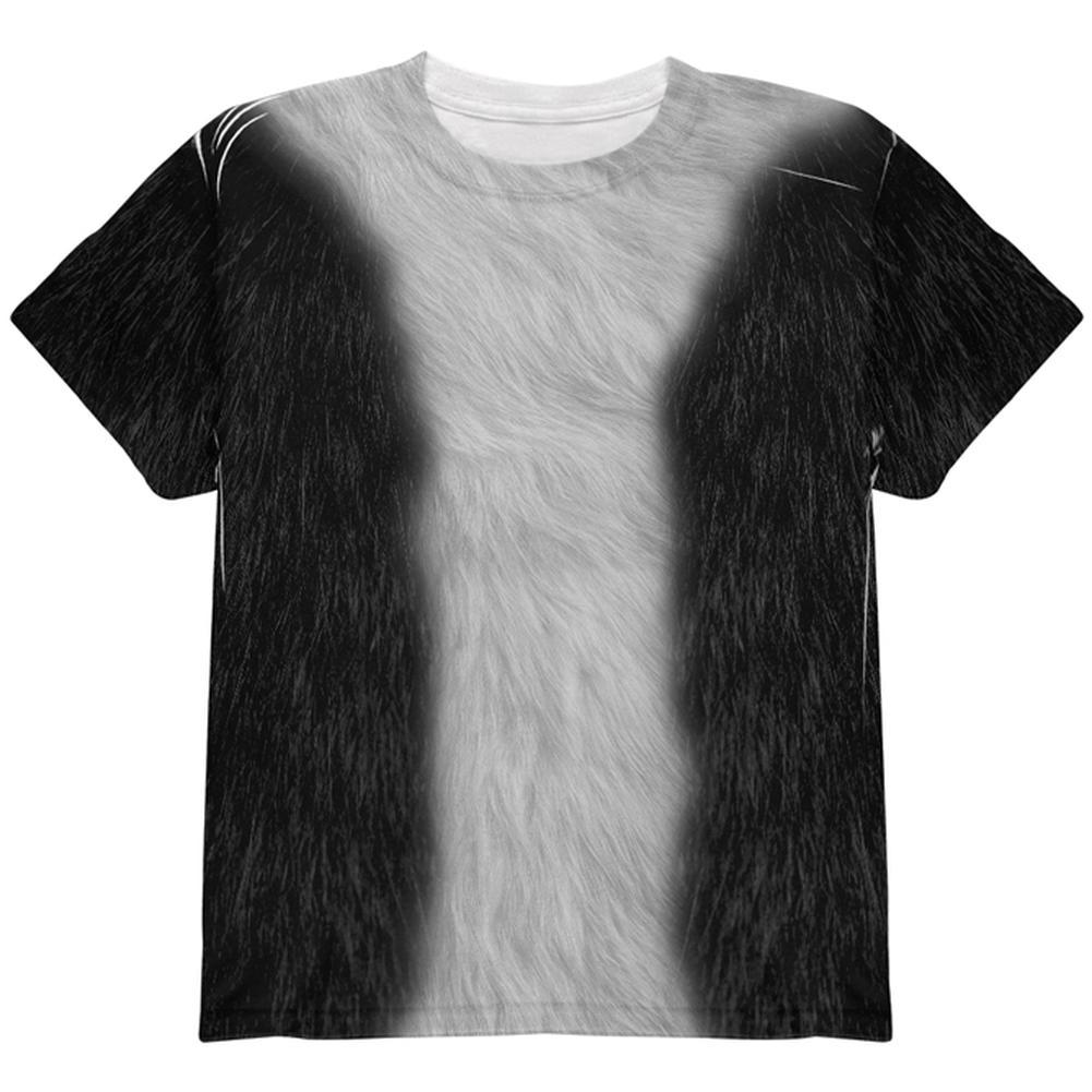 Halloween Tuxedo Black And White Cat Costume All Over Youth T Shirt
