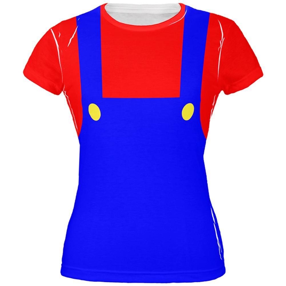 Halloween Italian Red Plumber Costume All Over Juniors T Shirt