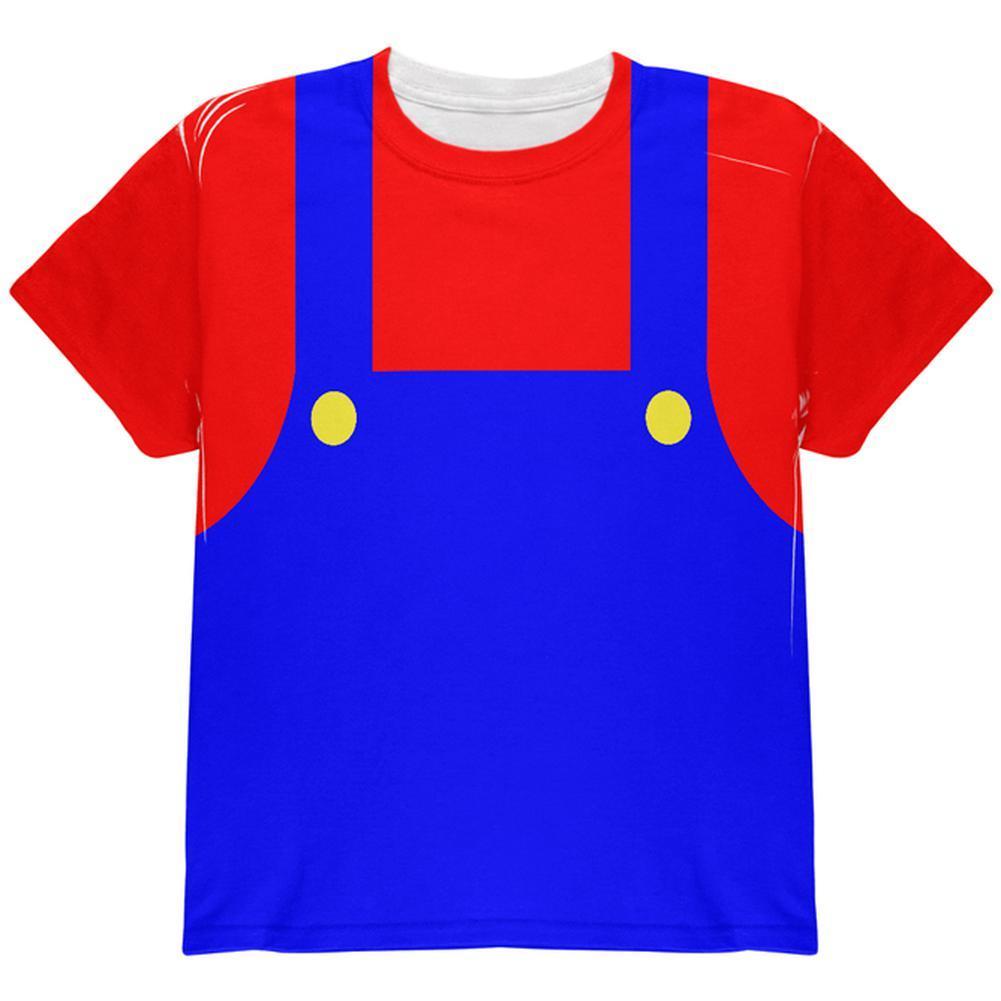 Halloween Italian Red Plumber Costume All Over Youth T Shirt