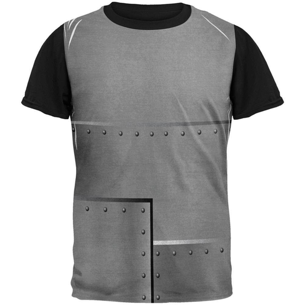 Halloween Robot Rivets Costume Steel All Over Mens Black Back T Shirt