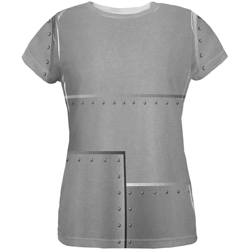 Halloween Robot Rivets Costume Steel All Over Womens T Shirt