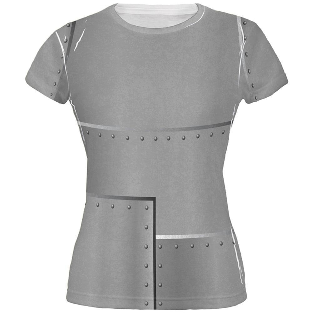 Halloween Robot Rivets Costume Steel All Over Juniors T Shirt