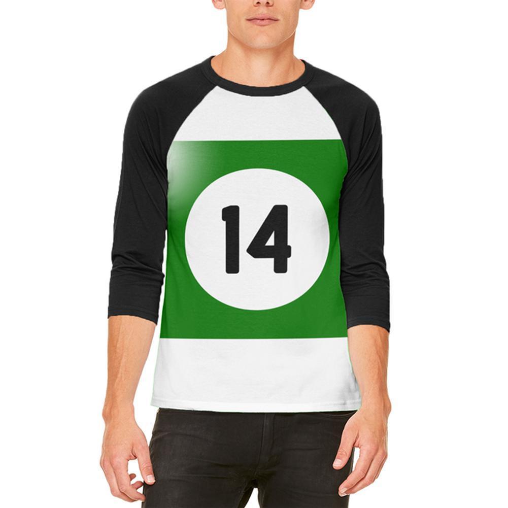 Halloween Billiard Pool Ball Fourteen Costume Mens Raglan T Shirt