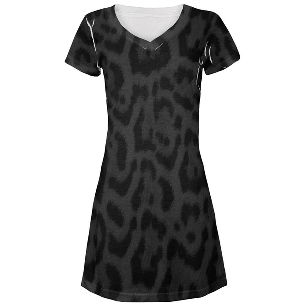 Halloween Black Leopard Costume All Over Juniors Beach Cover-Up Dress