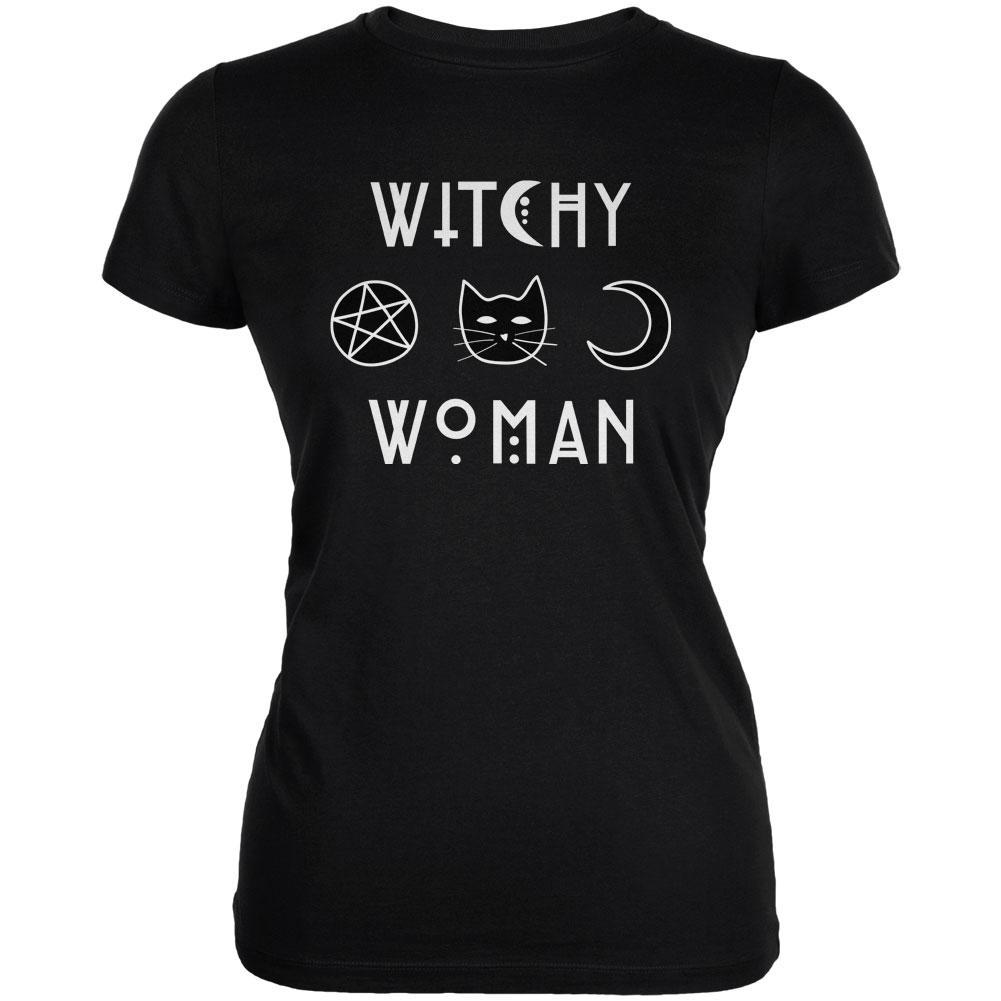 Witchy Woman Cat Star Moon Juniors Soft T Shirt