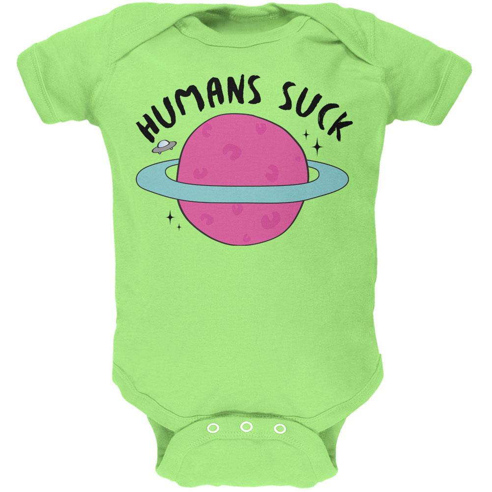 Halloween Humans Suck Black Text Soft Baby One Piece