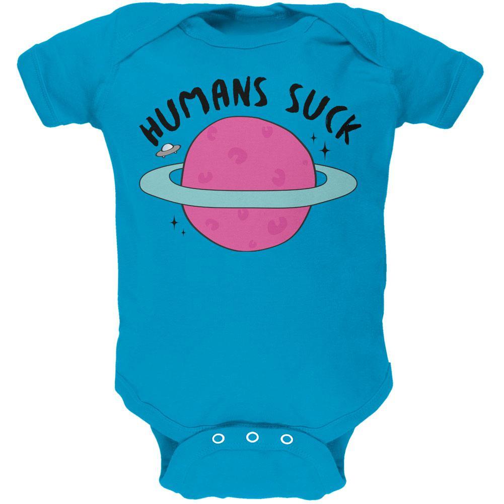 Halloween Humans Suck Black Text Soft Baby One Piece