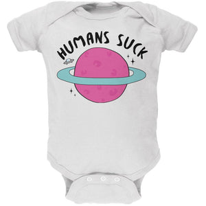 Halloween Humans Suck Black Text Soft Baby One Piece