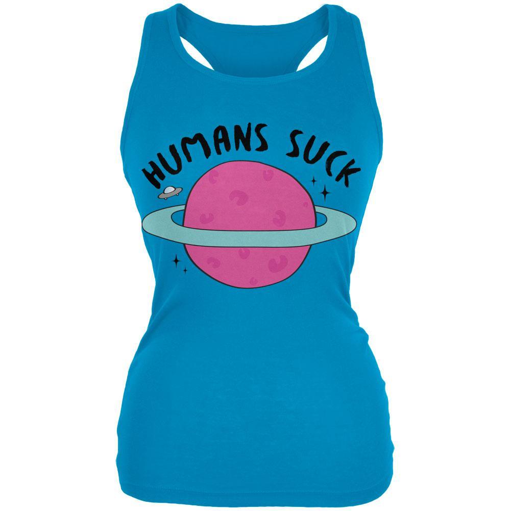Halloween Humans Suck Black Text Juniors Soft Tank Top