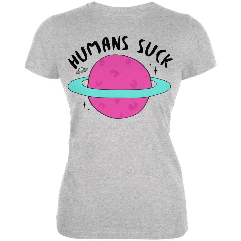 Halloween Humans Suck Black Text Juniors Soft T Shirt