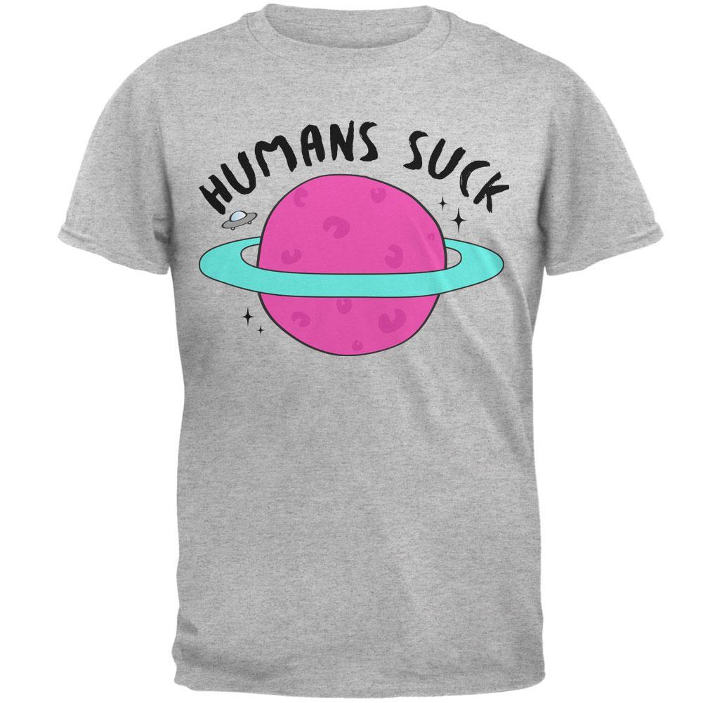 Halloween Humans Suck Black Text Mens T Shirt