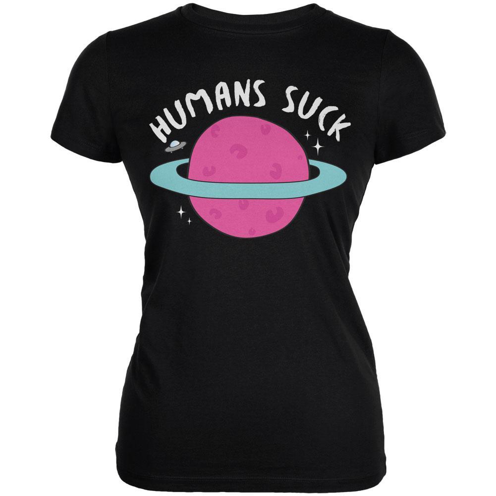 Halloween Humans Suck White Text Juniors Soft T Shirt