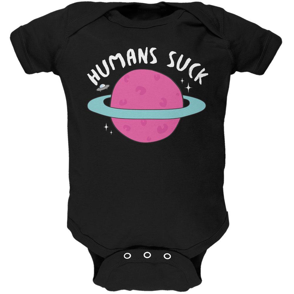 Halloween Humans Suck White Text Soft Baby One Piece