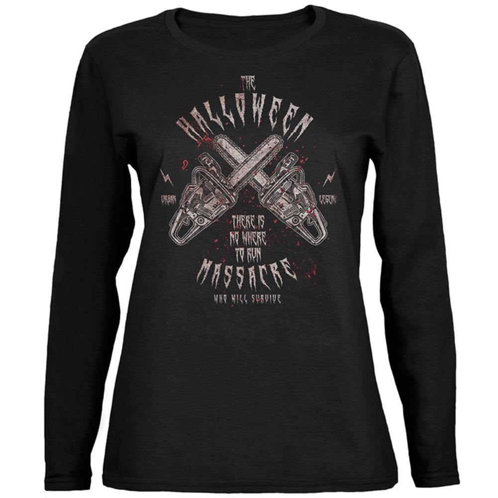 Halloween Chainsaw Massacre Bloody Horror Ladies' Jersey Long-Sleeve Tee