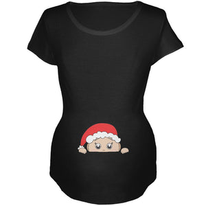 Christmas Peeking Baby Santa Maternity Soft T Shirt