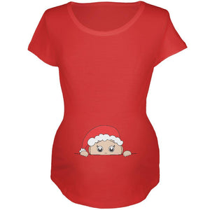 Christmas Peeking Baby Santa Maternity Soft T Shirt