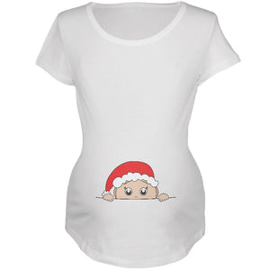 Christmas Peeking Baby Santa Maternity Soft T Shirt