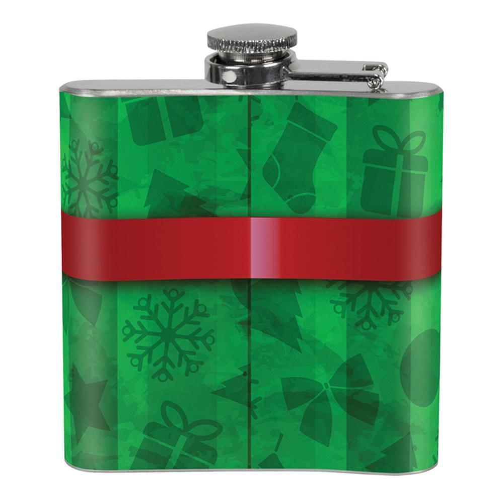 Christmas Good Day To Get Drunk Tangled Lights Full Wrap Steel Flask