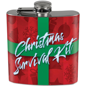 Christmas Surivival Kit Tangled Lights Full Wrap Steel Flask