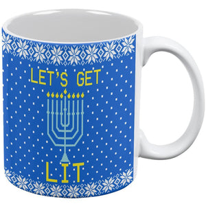 Menorah Get Lit Ugly Hanukkah Sweater All Over Coffee Mug