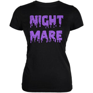 Halloween Nightmare Horror Purple Dripping Text Juniors Soft T Shirt