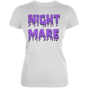 Halloween Nightmare Horror Purple Dripping Text Juniors Soft T Shirt
