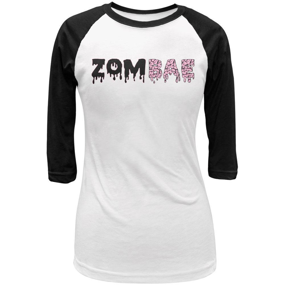 Halloween Zombae Zombie Brain  Juniors 3/4 Sleeve Raglan T Shirt