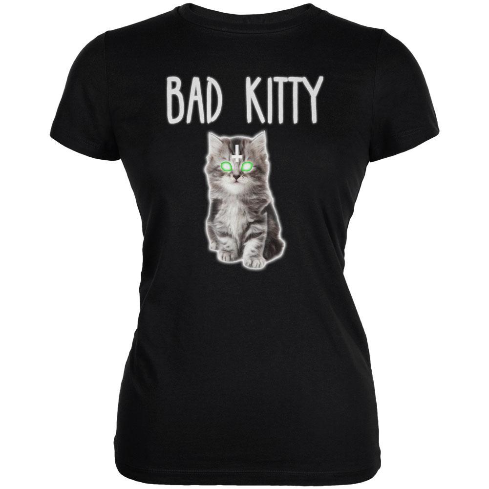 Halloween Bad Kitty Cat Ghost Juniors Soft T Shirt