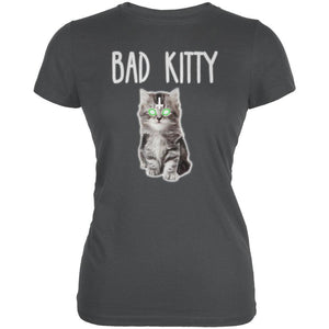 Halloween Bad Kitty Cat Juniors Soft T Shirt