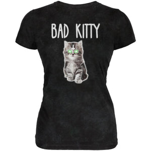 Halloween Bad Kitty Cat Juniors Soft Premium T Shirt