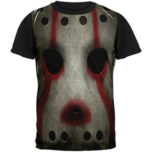 Halloween Horror Movie Hockey Mask Costume All Over Mens Black Back T Shirt